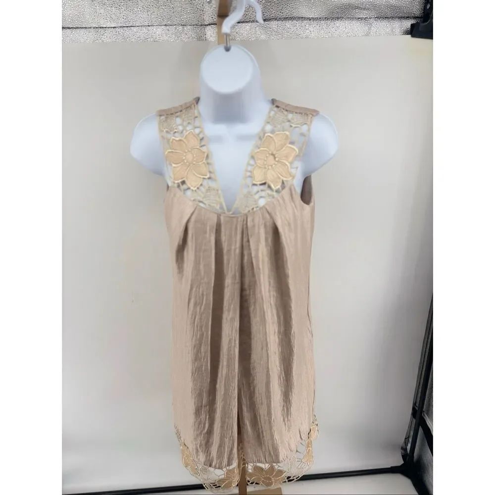 Alexia Admor New York Floral Crochet Lace Sleeveless Mini Dress Cottagecore XS